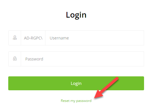 Login page with reset password option.