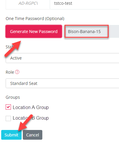Form with password and submit button