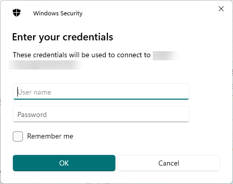 Windows Security login prompt