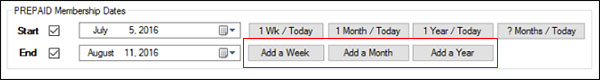 Membership date selection interface