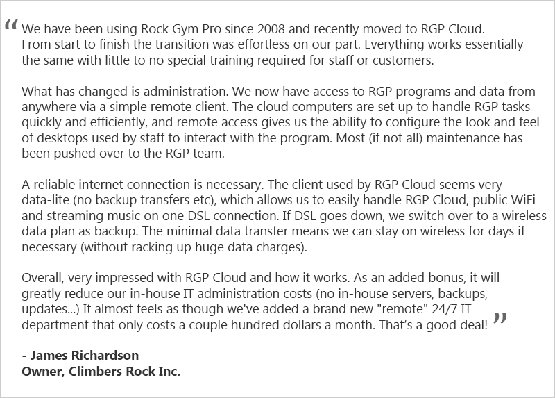 Testimonial about RGP Cloud service.