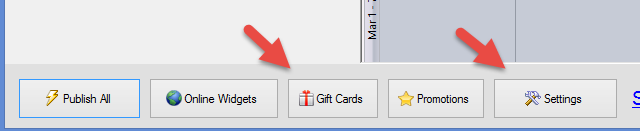 Toolbar with buttons and red arrows