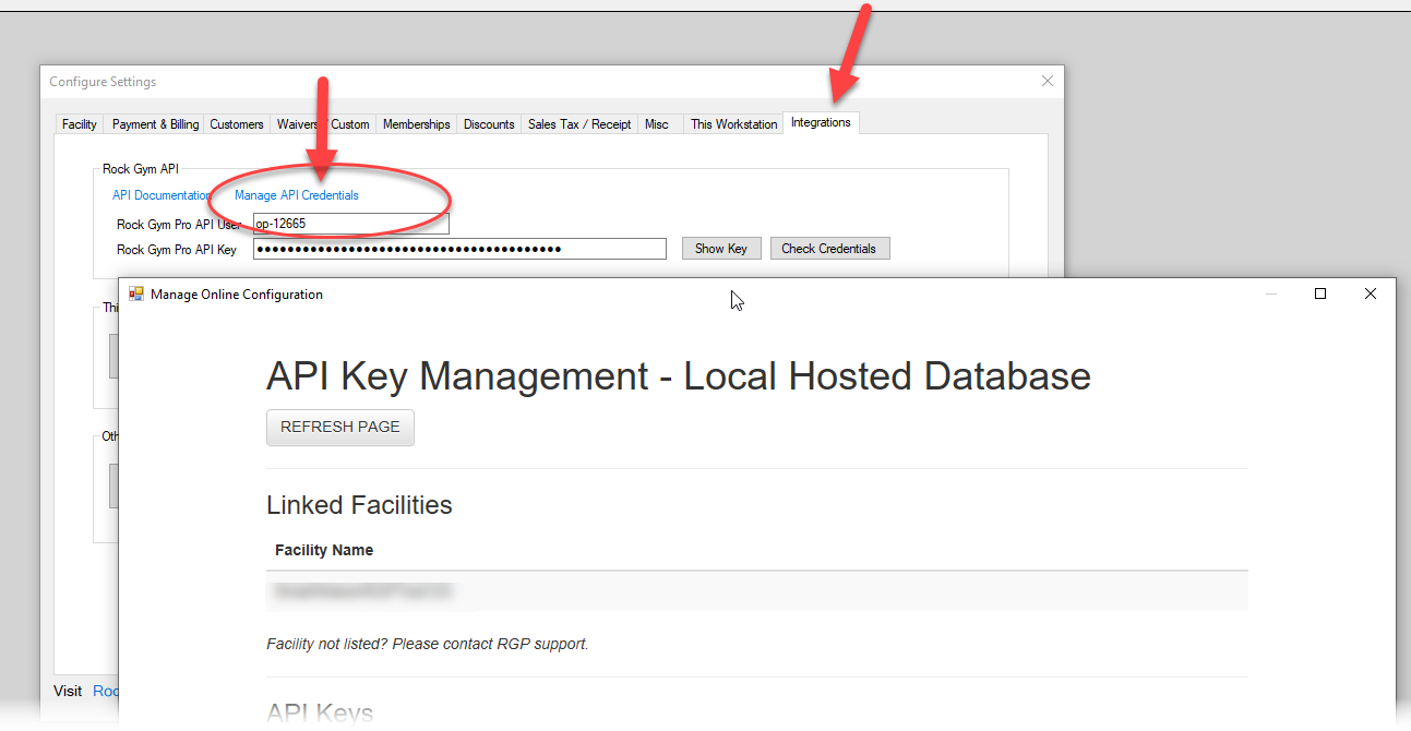 API Key Management interface screenshot