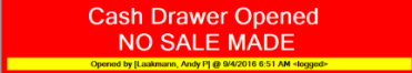 Cash drawer opened, no sale made.