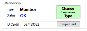Membership status and ID card interface.