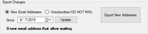 Email export options interface screenshot.