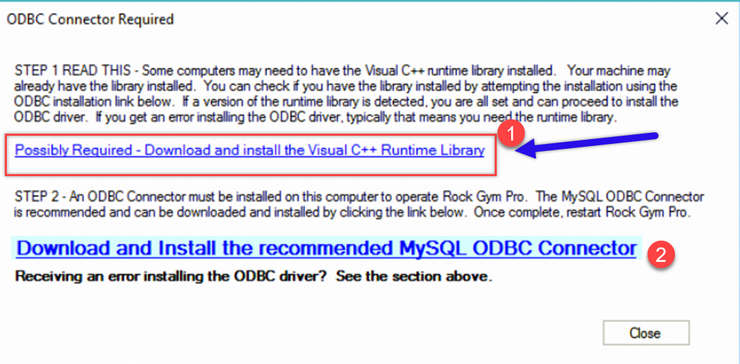 ODBC Connector installation instructions.