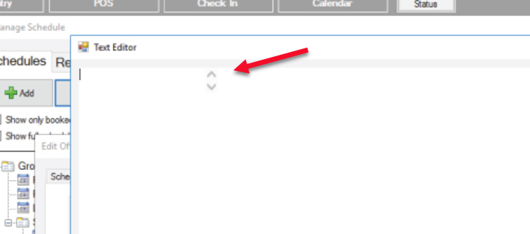 Text editor with up and down arrows