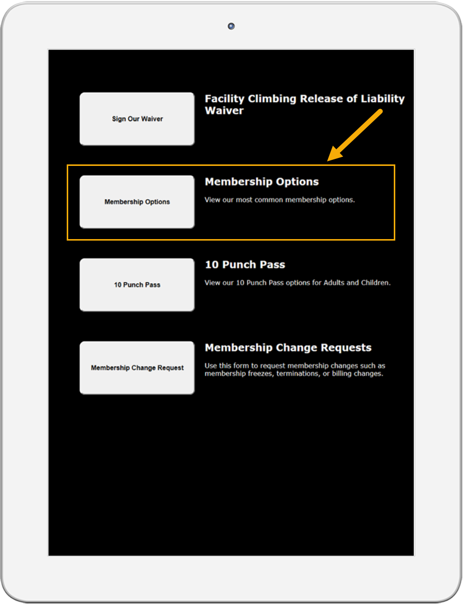 Membership options highlighted on screen