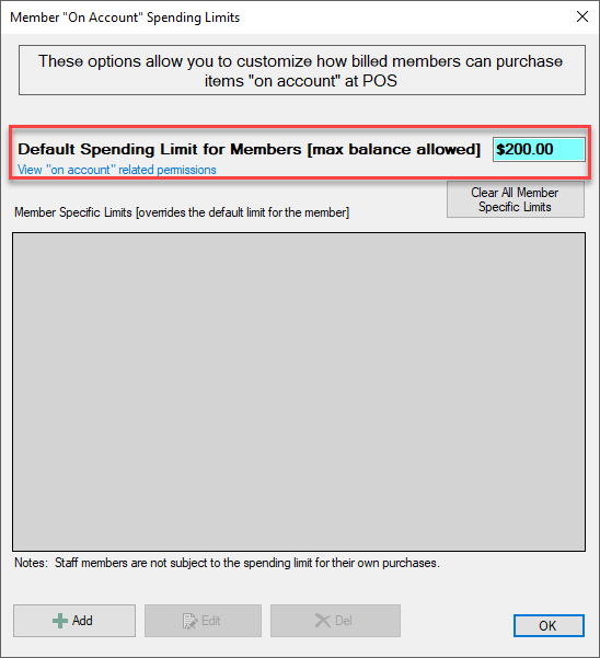 Default spending limit set to $200.00