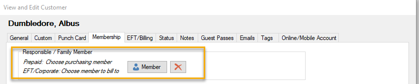 Membership tab with member selection options.