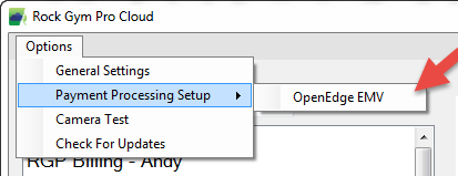 Payment Processing Setup menu highlighted.