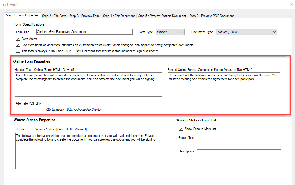 Form editing interface screenshot