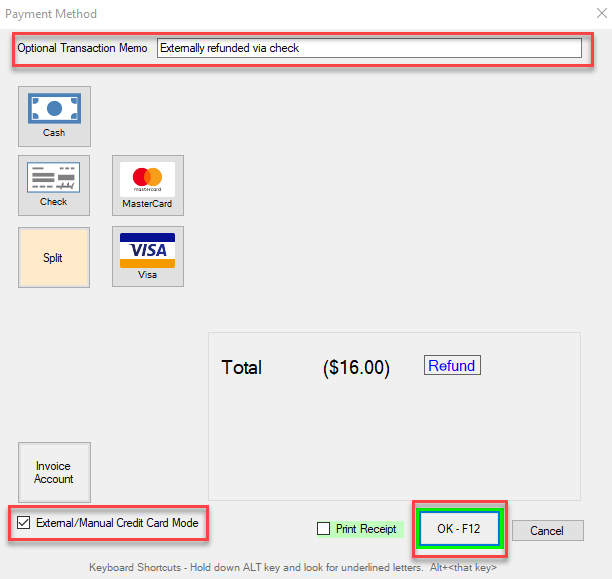 Payment method selection screen.