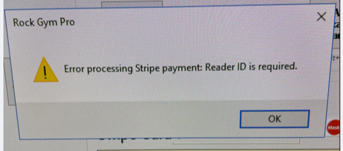 Reader ID is required error message on screen